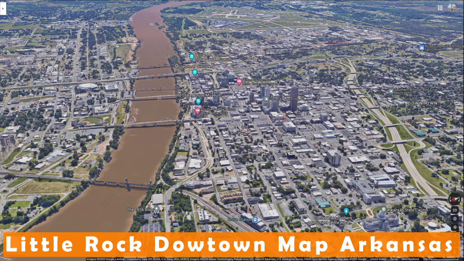 Little Rock Dowtown Map Arkansas